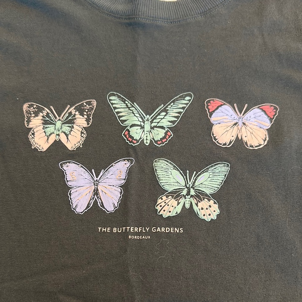 H&M Dark Gray T-Shirt with Butterfly Print - Picture 2 of 6